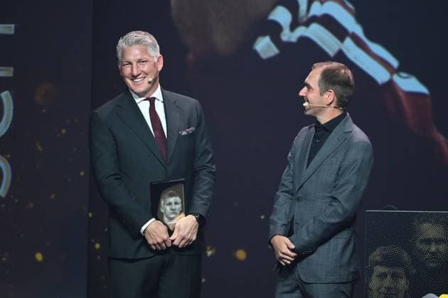 Award winner Bastian SCHWEINSTEIGER and laudator Philipp LAHM, HALL OF FAME Award Ceremony 2025 on 06 10 2025 at the German Football Museum in Dortmund Germany Â