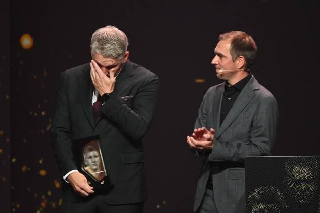 Award winner Bastian SCHWEINSTEIGER and laudator Philipp LAHM, HALL OF FAME Award Ceremony 2025 on 06 10 2025 at the German Football Museum in Dortmund Germany Â