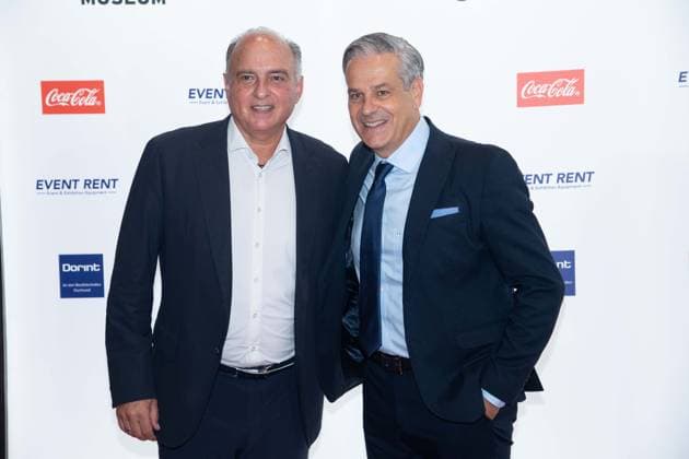 from l Hansi MUELLER, Müller, former football player, Manuel NEUKIRCHNER, Director of the German Football Museum, Red Carpet, Red Carpet Show, Arrival, arrival, HALL OF FAME Award Ceremony 2025 on 06 10 2025 at the German Football Museum in Dortmund Germany Â