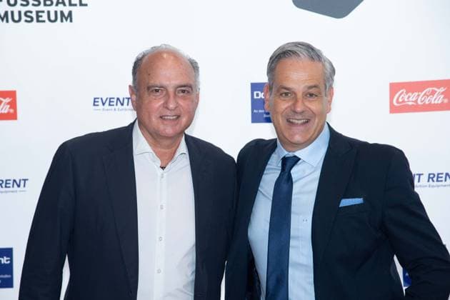 from l Hansi MUELLER, Müller, former football player, Manuel NEUKIRCHNER, Director of the German Football Museum, Red Carpet, Red Carpet Show, Arrival, arrival, HALL OF FAME Award Ceremony 2025 on 06 10 2025 at the German Football Museum in Dortmund Germany Â