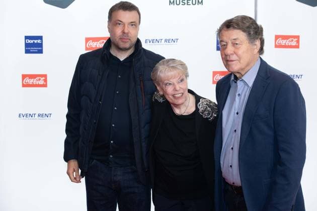 Otto REHHAGEL with wife Beate and son Jens, Red Carpet, Red Carpet Show, Arrival, HALL OF FAME Award Ceremony 2025 on 06 10 2025 at the German Football Museum in Dortmund Germany Â