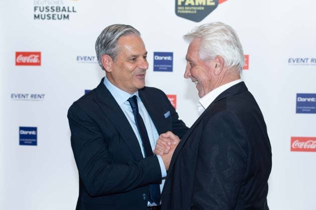 from l Manuel NEUKIRCHNER, Director of the German Football Museum, Klaus FISCHER, former football player, Red Carpet, Red Carpet Show, Arrival, HALL OF FAME Award Ceremony 2025 on 06 10 2025 at the German Football Museum in Dortmund Germany Â