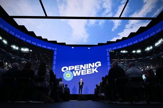 AUSTRALIAN OPEN TENNIS LAUNCH, Australian Open CEO Craig Tiley speaks during the launch of the 2026 Australian Open tennis tournament, in Melbourne, Tuesday, October 7, 2025. ( NO ARCHIVING MELBOURNE VICTORIA AUSTRALIA  Copyright: xJOELxCARRETTx 20251007112319969013