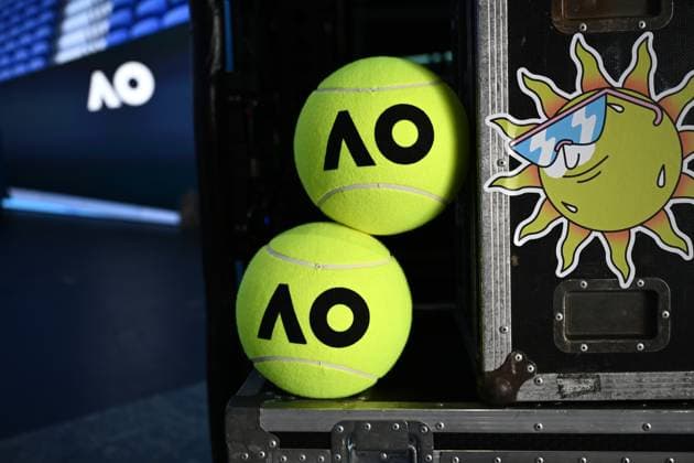AUSTRALIAN OPEN TENNIS LAUNCH, AO signage and tennis balls during the launch of the 2026 Australian Open tennis tournament, in Melbourne, Tuesday, October 7, 2025. ( NO ARCHIVING MELBOURNE VICTORIA AUSTRALIA  Copyright: xJOELxCARRETTx 20251007172695622957