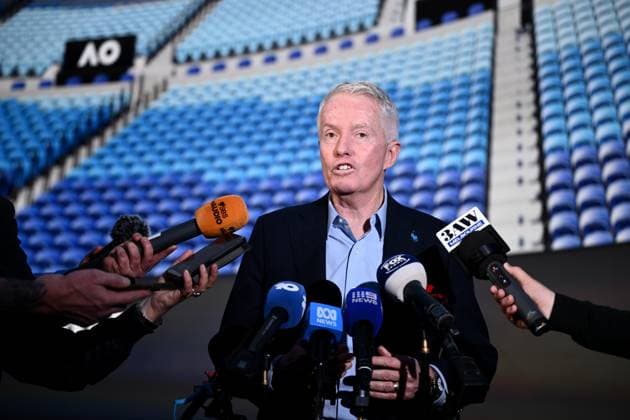 AUSTRALIAN OPEN TENNIS LAUNCH, Australian Open CEO Craig Tiley speaks to media following the launch of the 2026 Australian Open tennis tournament, in Melbourne, Tuesday, October 7, 2025. ( NO ARCHIVING MELBOURNE VICTORIA AUSTRALIA  Copyright: xJOELxCARRETTx 20251007181509994653