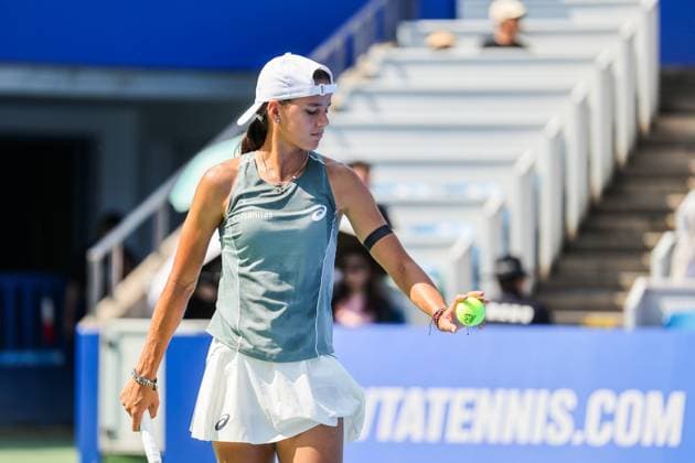 WUHAN, CHINA - OCTOBER 07: Emiliana Arango of Colombia reacts in the Women s Singles Round of 64 match against Liudmila Samsonova on day 4 of 2025 Wuhan Open at Optics Valley International Tennis Center on October 7, 2025 in Wuhan, Hubei Province of China.  Copyright: xVCGx 111595613601