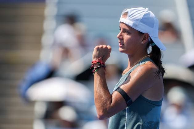 WUHAN, CHINA - OCTOBER 07: Emiliana Arango of Colombia reacts in the Women s Singles Round of 64 match against Liudmila Samsonova on day 4 of 2025 Wuhan Open at Optics Valley International Tennis Center on October 7, 2025 in Wuhan, Hubei Province of China.  Copyright: xVCGx 111595613589