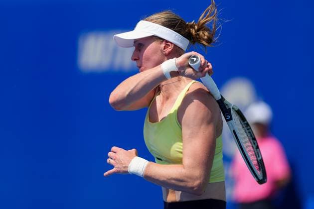 WUHAN, CHINA - OCTOBER 07: Liudmila Samsonova reacts in the Women s Singles Round of 64 match against Emiliana Arango of Colombia on day 4 of 2025 Wuhan Open at Optics Valley International Tennis Center on October 7, 2025 in Wuhan, Hubei Province of China.  Copyright: xVCGx 111595613583