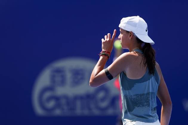 WUHAN, CHINA - OCTOBER 07: Emiliana Arango of Colombia reacts in the Women s Singles Round of 64 match against Liudmila Samsonova on day 4 of 2025 Wuhan Open at Optics Valley International Tennis Center on October 7, 2025 in Wuhan, Hubei Province of China.  Copyright: xVCGx 111595613585