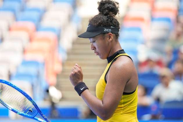 WUHAN, CHINA - OCTOBER 07: Naomi Osaka of Japan reacts in the Women s Singles Round of 64 match against Leylah Fernandez of Canada on day 4 of 2025 Wuhan Open at Optics Valley International Tennis Center on October 7, 2025 in Wuhan, Hubei Province of China.  Copyright: xVCGx 111595619520