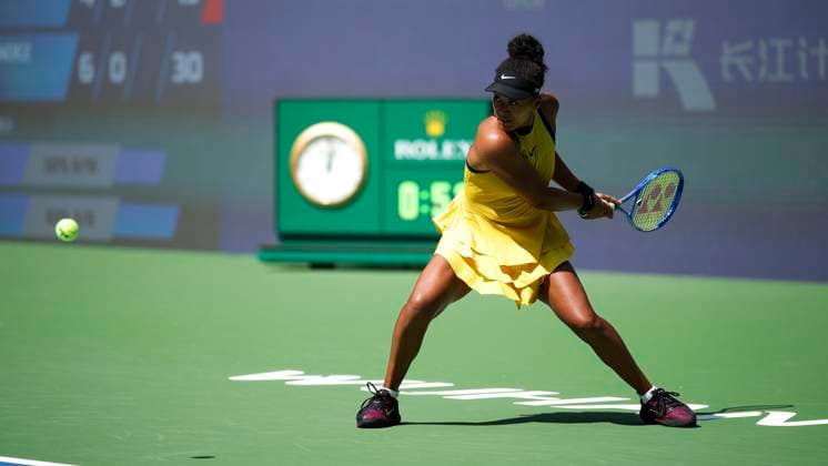 WUHAN, CHINA - OCTOBER 07: Naomi Osaka of Japan returns a shot in the Women s Singles Round of 64 match against Leylah Fernandez of Canada on day 4 of 2025 Wuhan Open at Optics Valley International Tennis Center on October 7, 2025 in Wuhan, Hubei Province of China.  Copyright: xVCGx 111595619475