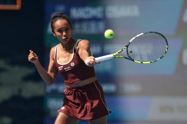 WUHAN, CHINA - OCTOBER 07: Leylah Fernandez of Canada returns a shot in the Women s Singles Round of 64 match against Naomi Osaka of Japan on day 4 of 2025 Wuhan Open at Optics Valley International Tennis Center on October 7, 2025 in Wuhan, Hubei Province of China.  Copyright: xVCGx 111595619668