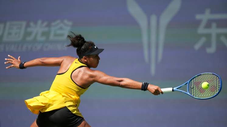 WUHAN, CHINA - OCTOBER 07: Naomi Osaka of Japan returns a shot in the Women s Singles Round of 64 match against Leylah Fernandez of Canada on day 4 of 2025 Wuhan Open at Optics Valley International Tennis Center on October 7, 2025 in Wuhan, Hubei Province of China.  Copyright: xVCGx 111595619672