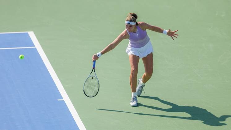 WUHAN, CHINA - OCTOBER 07: Karolina Muchova of Czech Republic returns a shot in the Women s Singles Round of 64 match against Marta Kostyuk of Ukraine on day 4 of 2025 Wuhan Open at Optics Valley International Tennis Center on October 7, 2025 in Wuhan, Hubei Province of China.  Copyright: xVCGx 111595665776