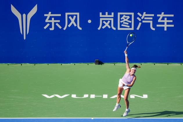 WUHAN, CHINA - OCTOBER 07: Karolina Muchova of Czech Republic returns a shot in the Women s Singles Round of 64 match against Marta Kostyuk of Ukraine on day 4 of 2025 Wuhan Open at Optics Valley International Tennis Center on October 7, 2025 in Wuhan, Hubei Province of China.  Copyright: xVCGx 111595665792