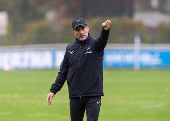 Soccer, Men, Season 2025 26, 2 Bundesliga, Hertha BSC, Training, Coach Stefan Leitl Hertha BSC , 07 10 2025, Copyright: xSebastianxRäppold MatthiasxKochx
