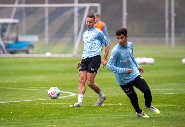 Soccer, Men, Season 2025 26, 2 Bundesliga, Hertha BSC, Training, f l Paul Seguin Hertha BSC , Yunus Ünal Hertha BSC , 07 10 2025, Copyright: xSebastianxRäppold MatthiasxKochx