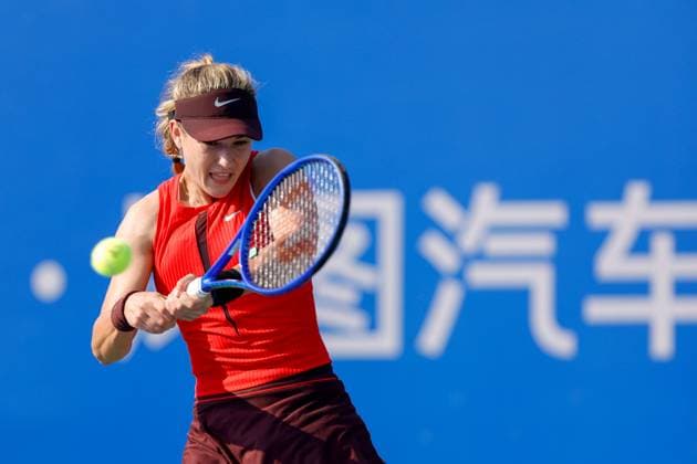 WUHAN, CHINA - OCTOBER 07: Anna Kalinskaya returns a shot in the Women s Singles Round of 64 match against Rebecca Sramkova of Slovakia on day 4 of 2025 Wuhan Open at Optics Valley International Tennis Center on October 7, 2025 in Wuhan, Hubei Province of China.  Copyright: xVCGx 111595667410