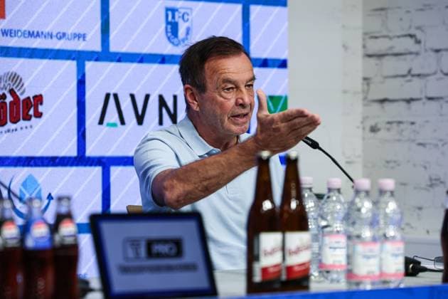 Managing Director Sport Otmar Schork 1 FC Magdeburg 2 Soccer Bundesliga Season 2025 2026 Press conference with the Managing Director Sport Otmar Schork 1 FC Magdeburg from 1 FC Magdeburg in the Avnet Arena in Magdeburg Soccer,Man,Men,Germany,07 10 2025