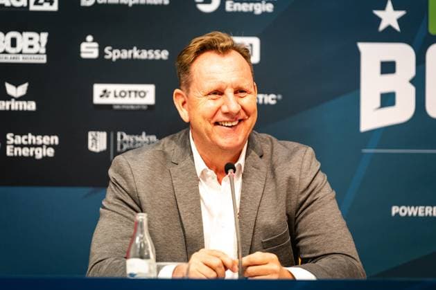 Jens-Uwe Müller, president Potsdam Royals speaks at Erima GFL Bowl press conference, PK, Pressekonferenz Erima GFL Bowl 2025, press conference, Potsdam Royals vs Dresden Monarchs Copyright: xFootxBowl PatrickxKlixx