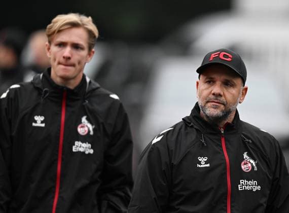 07 10 2025, xophax, Fußball , Fußball Bundesliga 1 FC Köln Saison 2025 2026 Training U21 Trainer Evangelos Sbonias , right and Co Trainer Tim Strenger, left DFL DFB REGULATIONS PROHIBIT ANY USE OF PHOTOGRAPHS as IMAGE SEQUENCES and or QUASI VIDEO Koeln