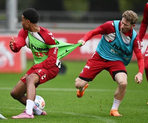 07 10 2025, xophax, Football , Football Bundesliga 1 FC Köln Saison 2025 2026 Training Nilas Yacobi , left and Florian Kainz, right Both FC DFL DFB REGULATIONS PROHIBIT ANY USE OF PHOTOGRAPHS as IMAGE SEQUENCES and or QUASI VIDEO Koeln