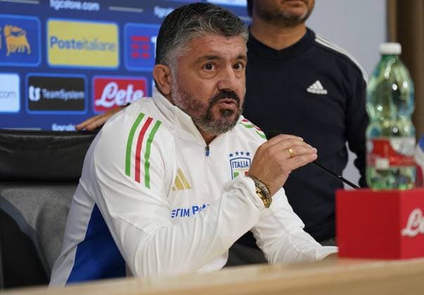 The CT of Italy soccer team Gennaro Gattuso during the press conference, PK, Pressekonferenz before Italia team Training session at federal technical center of Coverciano, center Italy, Florence -Tuesday , October 07, 2025. - Soccer  Copyright: xMarcoxBucco LaxPressex