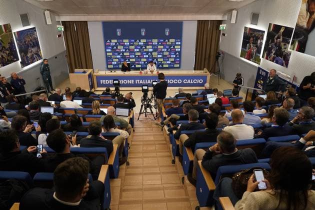 The CT of Italy soccer team Gennaro Gattuso during the press conference, PK, Pressekonferenz before Italia team Training session at federal technical center of Coverciano, center Italy, Florence -Tuesday , October 07, 2025. - Soccer  Copyright: xMarcoxBucco LaxPressex