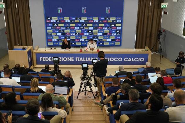 The CT of Italy soccer team Gennaro Gattuso during the press conference, PK, Pressekonferenz before Italia team Training session at federal technical center of Coverciano, center Italy, Florence -Tuesday , October 07, 2025. - Soccer  Copyright: xMarcoxBucco LaxPressex