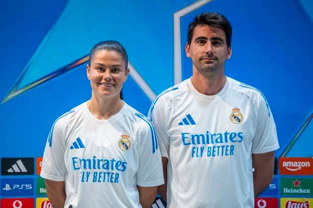 October 7, 2025, Madrid, Madrid, Spain: October 7, 2025, Valdebebas, Madrid, Spain: press conference, PK, Pressekonferenz prior to the Women s Champions League match REAL MADRID FEMENINO - ASSOCIAZIONE SPORTIVA ROMA, Real Madrid player MARIA MENDEZ FERNANDEZ and coach PAU MARC QUESADA. Madrid Spain - ZUMAc312 20251007_zsp_c312_004 Copyright: xOscarxManuelxSanchezx