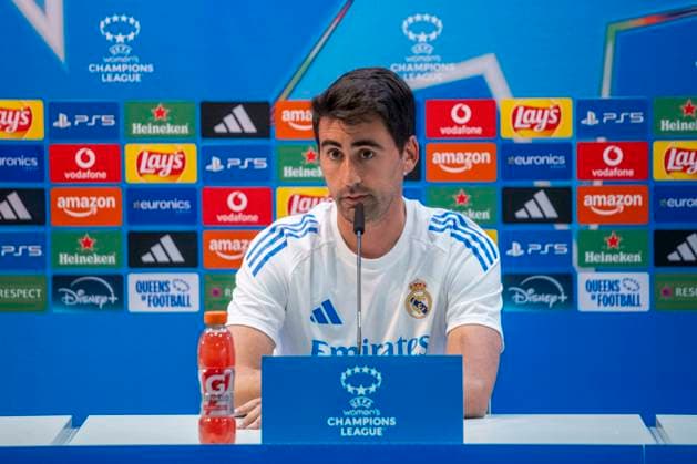 October 7, 2025, Madrid, Madrid, Spain: October 7, 2025, Valdebebas, Madrid, Spain: press conference, PK, Pressekonferenz prior to the Women s Champions League match REAL MADRID FEMENINO - ASSOCIAZIONE SPORTIVA ROMA, Real Madrid coach PAU MARC QUESADA. Madrid Spain - ZUMAc312 20251007_zsp_c312_011 Copyright: xOscarxManuelxSanchezx