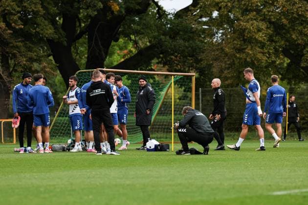 Coach Markus Fiedler 1 FC Magdeburg is absent from the public session Co-coach Saban Uzun 1 FC Magdeburg 2 Football Bundesliga Season 2025 2026 Training 1 FC Magdeburg at the Avnet Arena in Magdeburg Football,men,men,Germany,07 10 2025
