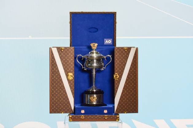 Australian Open 2026 Launch event in Melbourne - 07 Oct 2025 The Daphne Akhurst Memorial Cup is seen in Louis Vuitton case during the Australian Open 2026 Launch event. Melbourne Australia Copyright: xAlexanderxBogatyrevx xSOPAxImagesx AO Launch 2026-8027