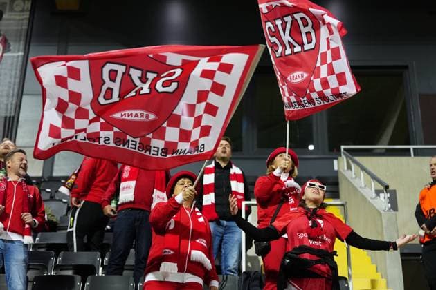 Stockholm 20251007 Brann fans ahead of Tuesdays second qualifying round of the Europa Cup, match 1 in the best of 2, between Hammarby IF and SK Brann at Grimsta IP Stockholm Sweden x11288x  Copyright: xPontusxOrre TTx KVAL EUROPA CUP HAMMARBY-BRANN