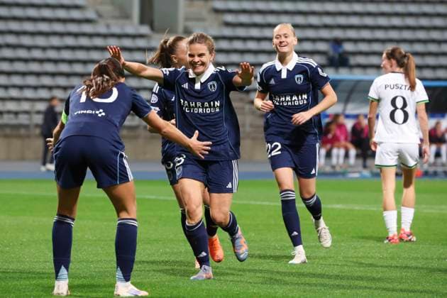 FOOTBALL FEMININ : Paris FC Vs Leuven - Ligue des Champions - 07 10 2025 Joie - But de Daphne Corboz (Paris FC) ParisFrance  Copyright: xMichtofx