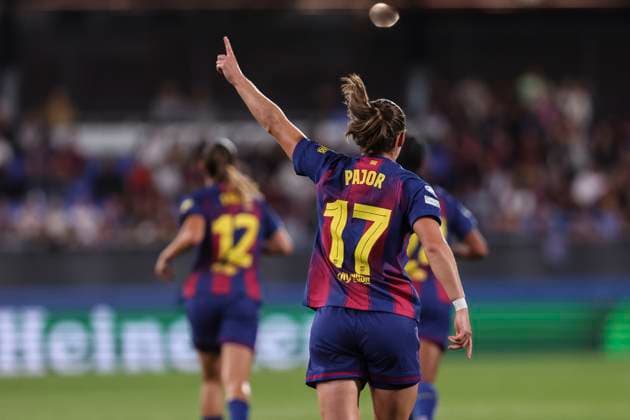 October 7, 2025, Sant Joan Despi, Barcelona, Spain: Ewa Barbara Pajor of FC Barcelona, Barca celebrates a goal during the UEFA WomenÃ¢â‚¬â ¢s Champions League 2025 26 League Phase MD1, football match played between FC Barcelona and FC Bayern Munchen at Johan Cruyff Stadium on October 07, 2025 in Sant Joan Despi, Spain. Sant Joan Despi Spain - ZUMAa181 20251007_zaa_a181_062 Copyright: xJavierxBorregox