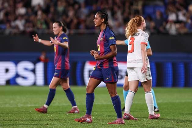 October 7, 2025, Sant Joan Despi, Barcelona, Spain: Esmee Brugts of FC Barcelona, Barca celebrates a goal during the UEFA WomenÃ¢â‚¬â ¢s Champions League 2025 26 League Phase MD1, football match played between FC Barcelona and FC Bayern Munchen at Johan Cruyff Stadium on October 07, 2025 in Sant Joan Despi, Spain. Sant Joan Despi Spain - ZUMAa181 20251007_zaa_a181_069 Copyright: xJavierxBorregox