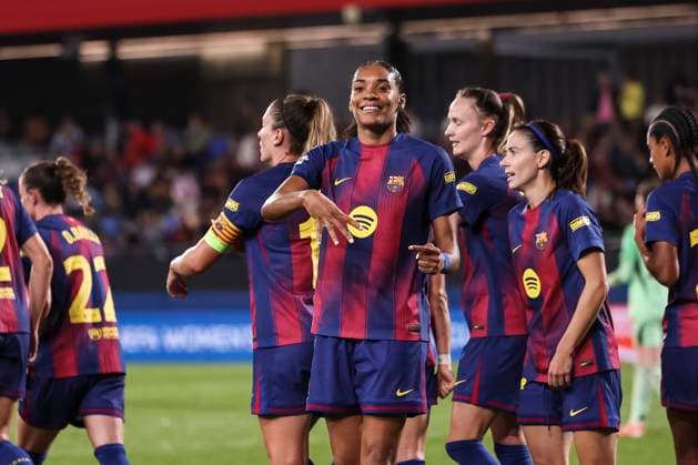 October 7, 2025, Sant Joan Despi, Barcelona, Spain: Salma Celeste Paralluelo Ayingono of FC Barcelona, Barca celebrates a goal during the UEFA WomenÃ¢â‚¬â ¢s Champions League 2025 26 League Phase MD1, football match played between FC Barcelona and FC Bayern Munchen at Johan Cruyff Stadium on October 07, 2025 in Sant Joan Despi, Spain. Sant Joan Despi Spain - ZUMAa181 20251007_zaa_a181_090 Copyright: xJavierxBorregox