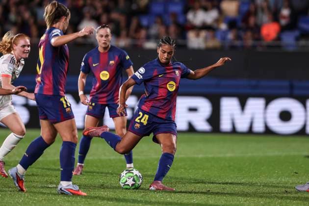 October 7, 2025, Sant Joan Despi, Barcelona, Spain: Esmee Brugts of FC Barcelona, Barca in action during the UEFA WomenÃ¢â‚¬â ¢s Champions League 2025 26 League Phase MD1, football match played between FC Barcelona and FC Bayern Munchen at Johan Cruyff Stadium on October 07, 2025 in Sant Joan Despi, Spain. Sant Joan Despi Spain - ZUMAa181 20251007_zaa_a181_095 Copyright: xJavierxBorregox