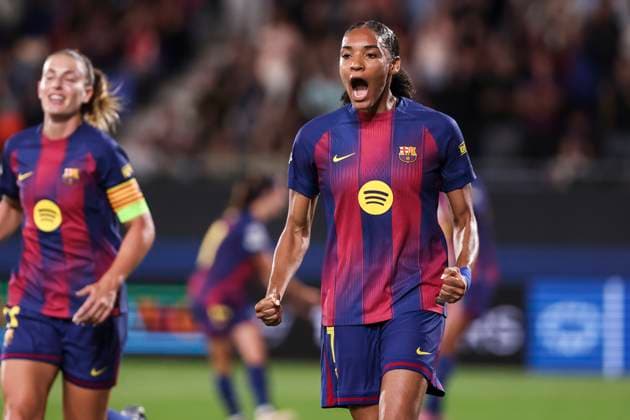 October 7, 2025, Sant Joan Despi, Barcelona, Spain: Salma Celeste Paralluelo Ayingono of FC Barcelona, Barca celebrates a goal during the UEFA WomenÃ¢â‚¬â ¢s Champions League 2025 26 League Phase MD1, football match played between FC Barcelona and FC Bayern Munchen at Johan Cruyff Stadium on October 07, 2025 in Sant Joan Despi, Spain. Sant Joan Despi Spain - ZUMAa181 20251007_zaa_a181_099 Copyright: xJavierxBorregox