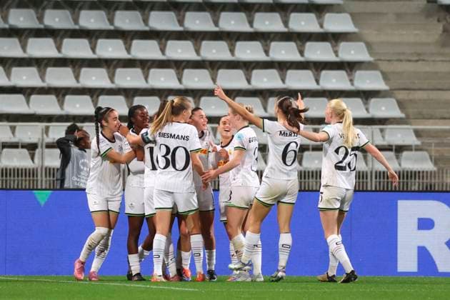 FOOTBALL FEMININ : Paris FC Vs Leuven - Ligue des Champions - 07 10 2025 Joie - But de Sara Pusztai (OH Leuven) ParisFrance  Copyright: xMichtofx