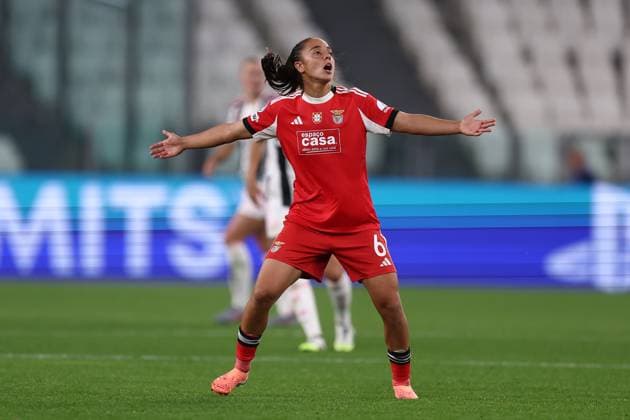 Juventus Fc v SL Benfica - UEFA Women Champions League 2025 26 League Phase MD1 Beatriz Cameirao of SL Benfica gestures during the UEFA Women Champions League Phase MD1 match between Juventus Fc and SL Benfica at Allianz Stadium on October 7, 2025 in Turin, Italy . Torino Allianz Stadium Italy Copyright: xMarcoxCanonierox