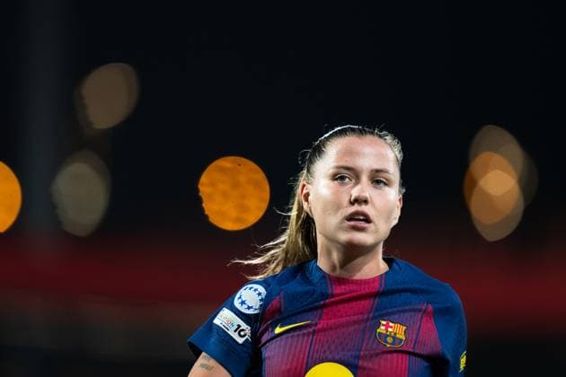 Spain-Football-Women s Champions League FC Barcelona, Barca v Bayern Munich in Barcelona, Spain. Barcelona, Spain, 7, October, 2025. FC Barcelona player (09) Claudia Pina celebrates her score during Women™s Champions League match between FC Barcelona and Bayern Munich in Johan Cruyff Stadium, Barcelona, Spain, on October 7, 2025. Barcelona Johan Cruyff Stadium Barcelona Spain
