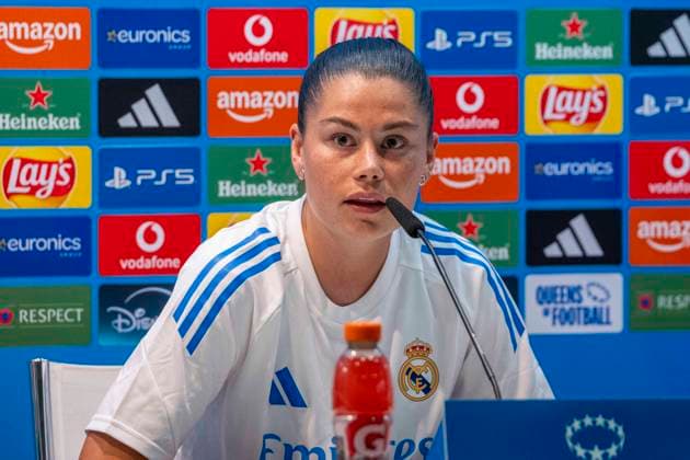 October 7, 2025, Madrid, Madrid, Spain: October 7, 2025, Valdebebas, Madrid, Spain: press conference, PK, Pressekonferenz prior to the Women s Champions League match REAL MADRID FEMENINO - ASSOCIAZIONE SPORTIVA ROMA, Real Madrid player MARIA MENDEZ FERNANDEZ. Madrid Spain - ZUMAnce 20251007_zsp_c312_023 Copyright: xOscarxManuelxSanchezx