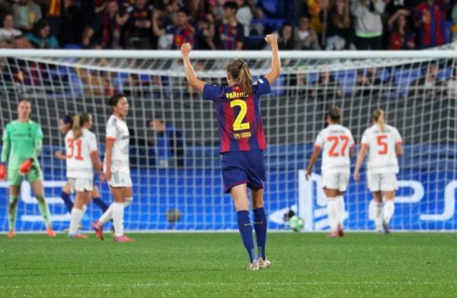 FC Barcelona, Barca v FC Bayern Munchen - UEFA Women s Champions League 2025 26 League Phase MD1 Irene Paredes celebrates during the match between FC Barcelona Women and FC Bayern Munich Women, corresponding to matchday 1 of the league phase of the UEFA Women s Champions League, played at the Johan Cruyff Stadium in Barcelona, Spain, on October 7, 2025. Barcelona Barcelona Spain  Copyright: xUrbanandsportx originalFilename:urbanandsport-fcbarcel251007_npmPt.jpg