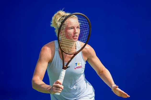WUHAN, CHINA - OCTOBER 08: Katerina Siniakova of Czech Republic reacts in the Women s Singles Round of 32 match against Maya Joint of Australia on day 5 of 2025 Wuhan Open at Optics Valley International Tennis Center on October 8, 2025 in Wuhan, Hubei Province of China.  Copyright: xVCGx 111595851908