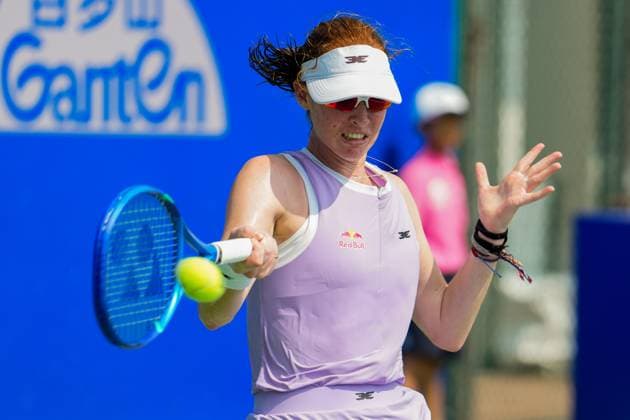 WUHAN, CHINA - OCTOBER 08: Maya Joint of Australia returns a shot in the Women s Singles Round of 32 match against Katerina Siniakova of Czech Republic on day 5 of 2025 Wuhan Open at Optics Valley International Tennis Center on October 8, 2025 in Wuhan, Hubei Province of China.  Copyright: xVCGx 111595851889