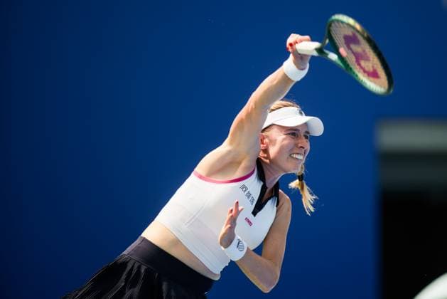 WUHAN, CHINA - OCTOBER 08: Ekaterina Alexandrova returns a shot in the Women s Singles Round of 32 match against Ann Li of United States on day 5 of 2025 Wuhan Open at Optics Valley International Tennis Center on October 8, 2025 in Wuhan, Hubei Province of China.  Copyright: xVCGx 111595850798