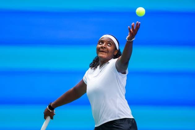 WUHAN, CHINA - OCTOBER 08: Hailey Baptiste of United States returns a shot in the Women s Singles Round of 32 match against Jessica Pegula of United States on day 5 of 2025 Wuhan Open at Optics Valley International Tennis Center on October 8, 2025 in Wuhan, Hubei Province of China.  Copyright: xVCGx 111595855367