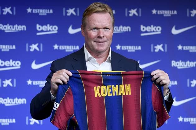 Barcelona FC presents Ronald Koeman as new head coach BARCELONA, SPAIN - AUGUST 19: Barcelona s new Dutch coach Ronald Koeman poses during his official presentation at the Camp Nou stadium in Barcelona on August 19, 2020. Spain World. Editorial use only. Please get in touch for any other usage.  Copyright: x2025xAnadoluxAdriaxPuigx